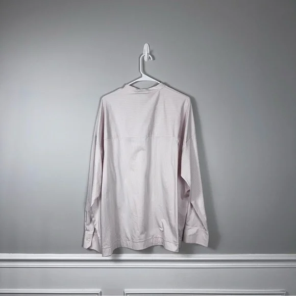 MaxMara Edmea in Jersey Pink and White Pinstripe Button Down Shirt (A1-44) - Picture 2 of 6